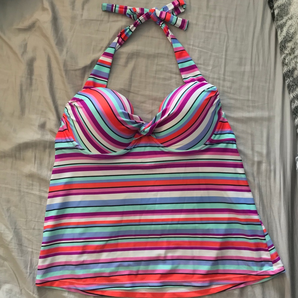Multicolor striped tankini